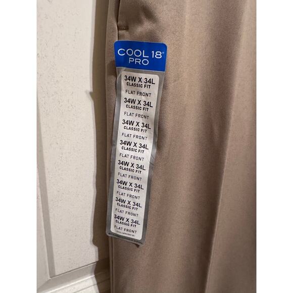 Haggar Men's Khaki Classic Fit Cool 18 Pro Dress Pants Flat Front 34W x 34L - Picture 5 of 12